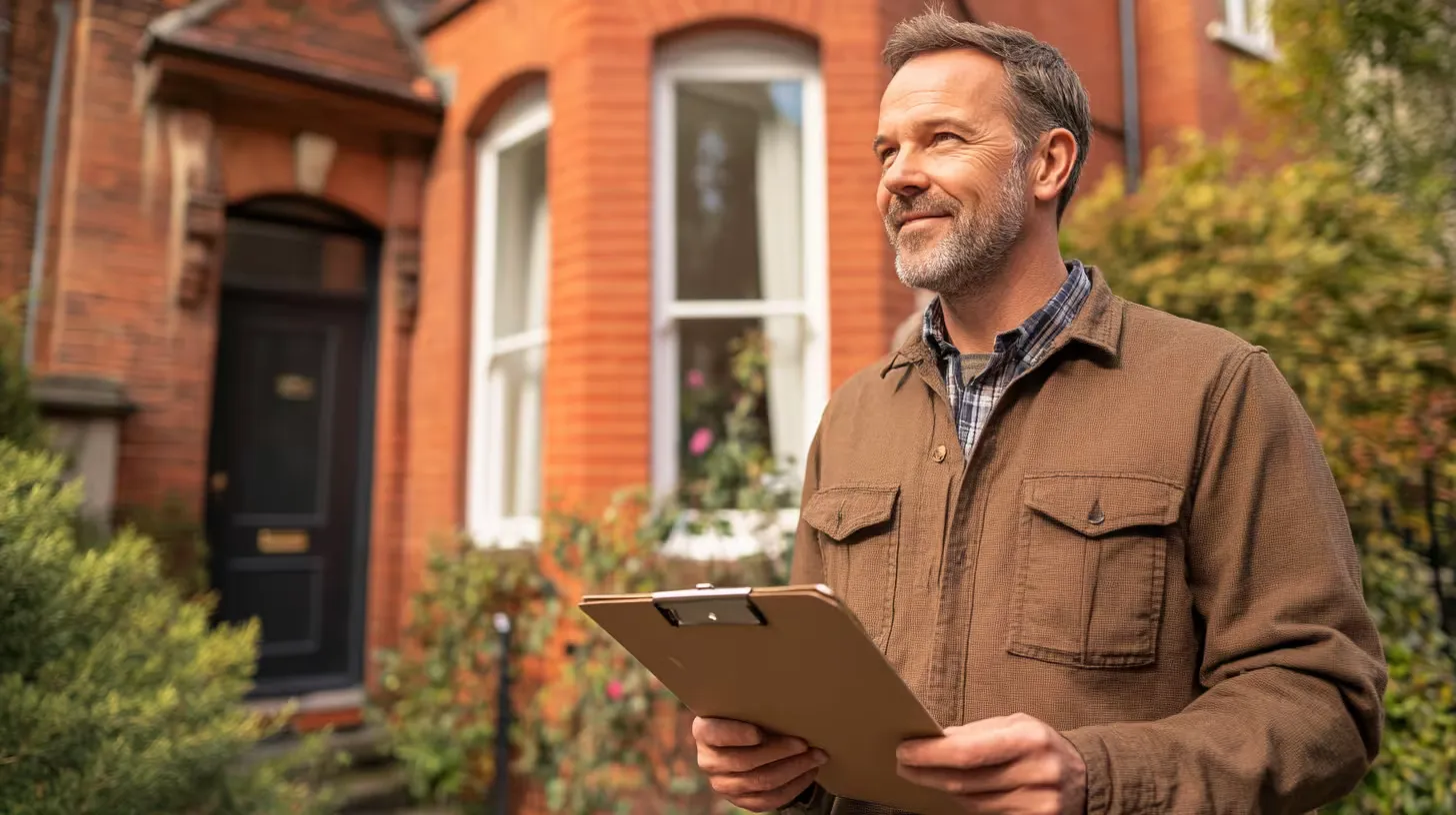 Professional RICS surveyor inspecting a British home
