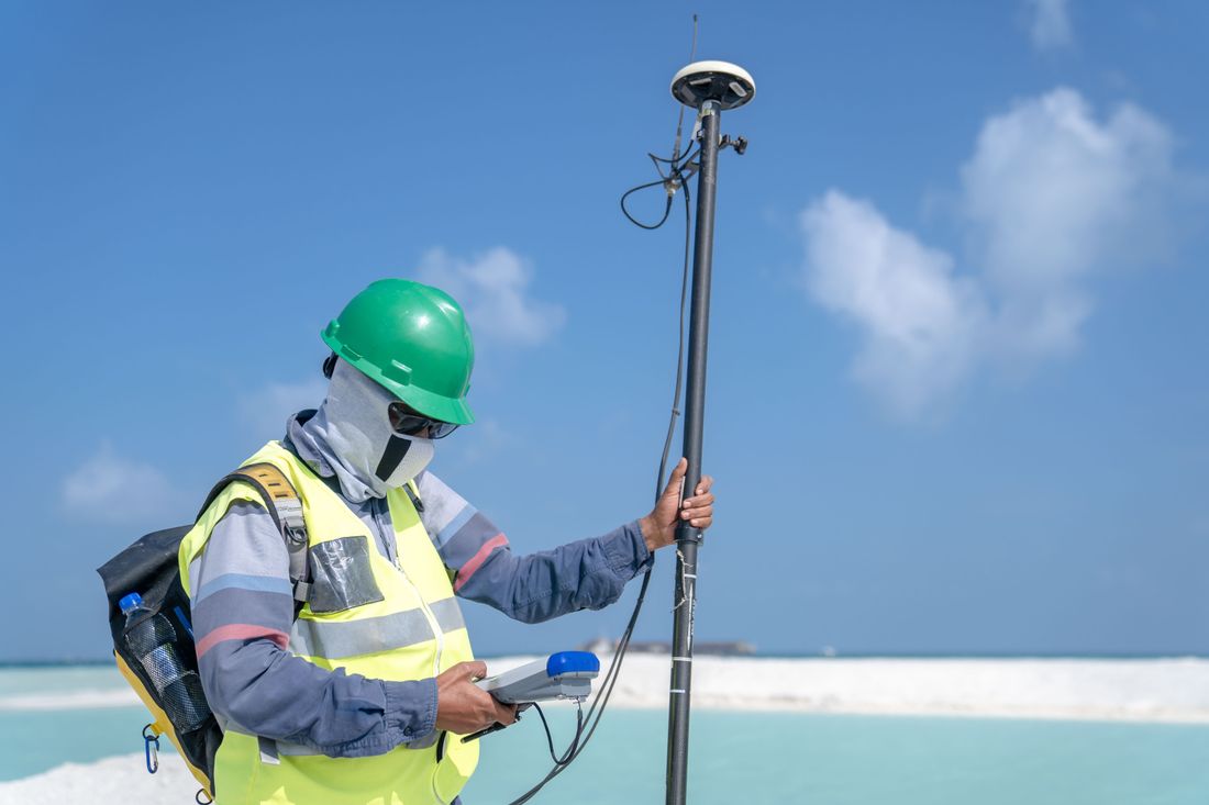 A surveyor inspecting a residential property