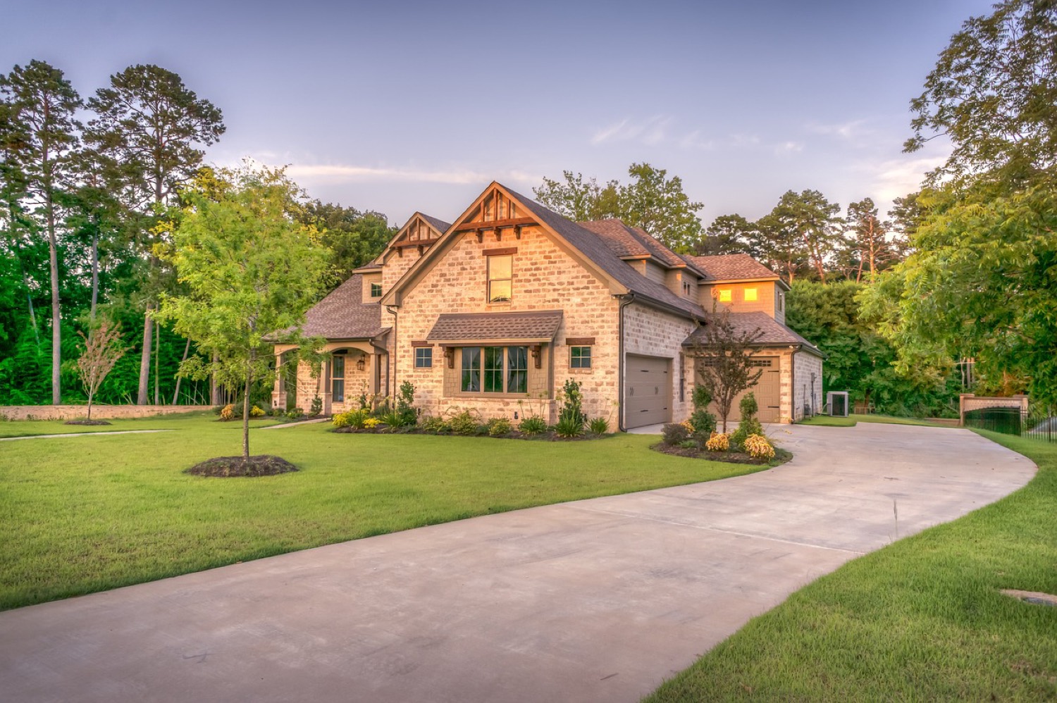 Modern home at dusk
